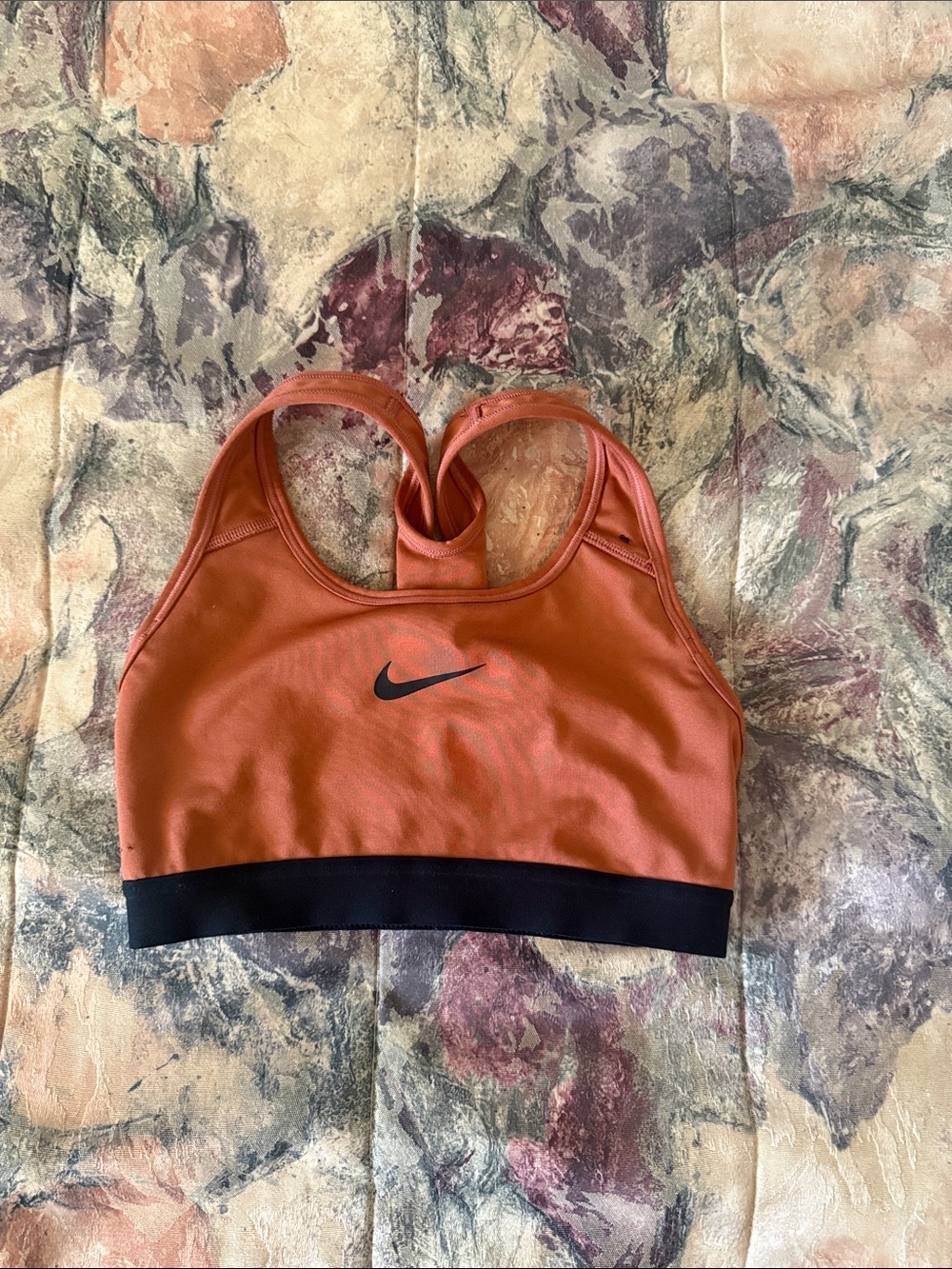 Nike Rust Orange Racerback Sports Bra with Black Band